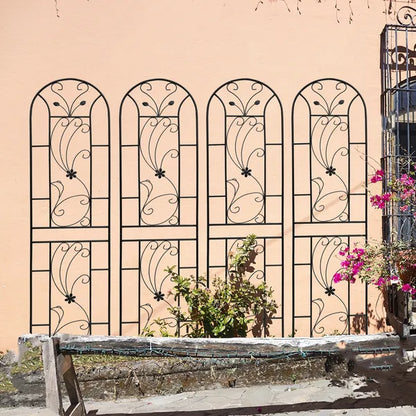 4 Pack Metal Garden Trellis Peacock Style