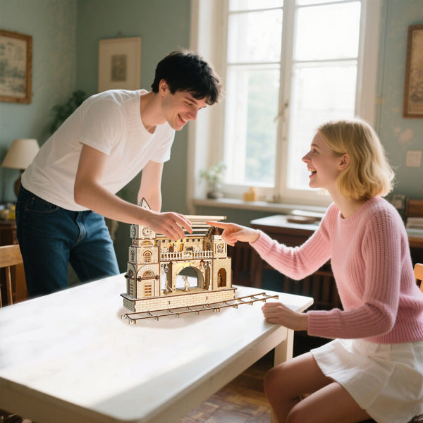 3D Wooden Puzzle 170pc DIY Railway Station Model Kit