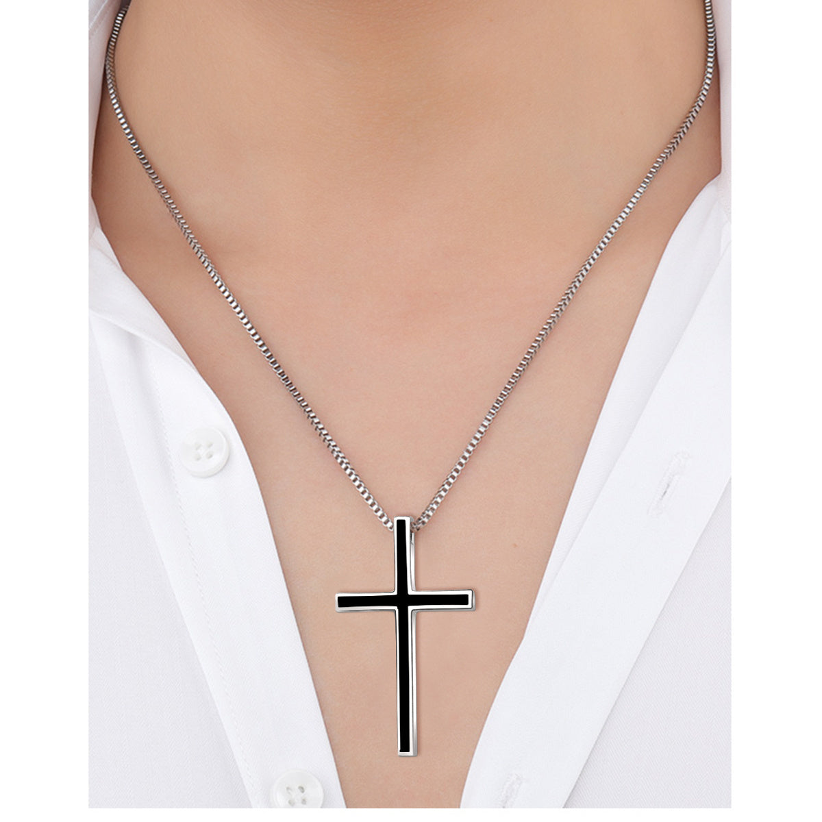 925 Sterling Silver Black Cross