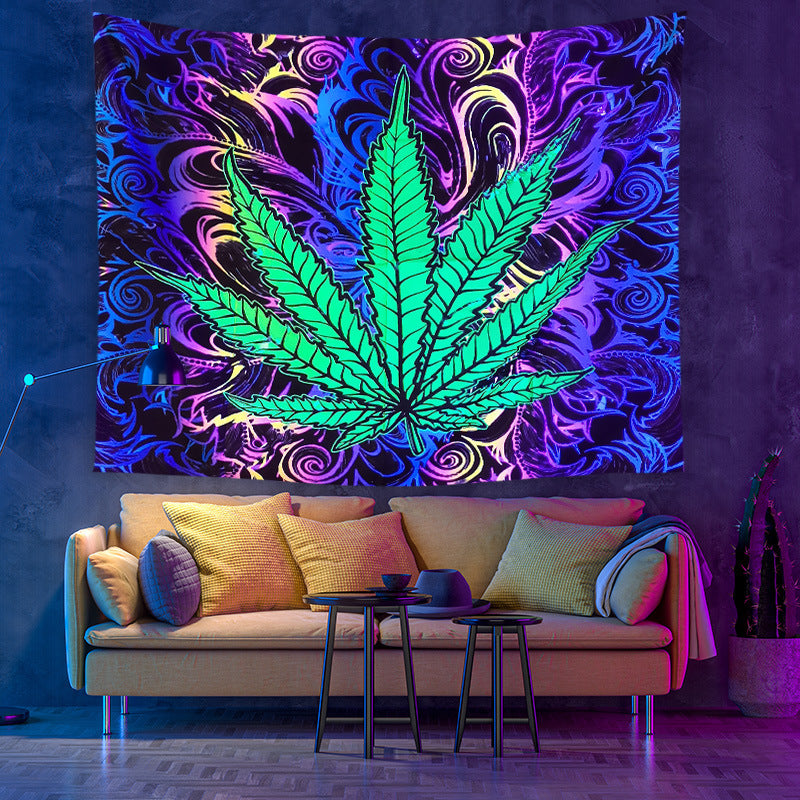 Fluorescent UV Light Psychedelic Mandala Tapestry