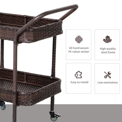 2-Tiered Wheeled Patio Serving Cart