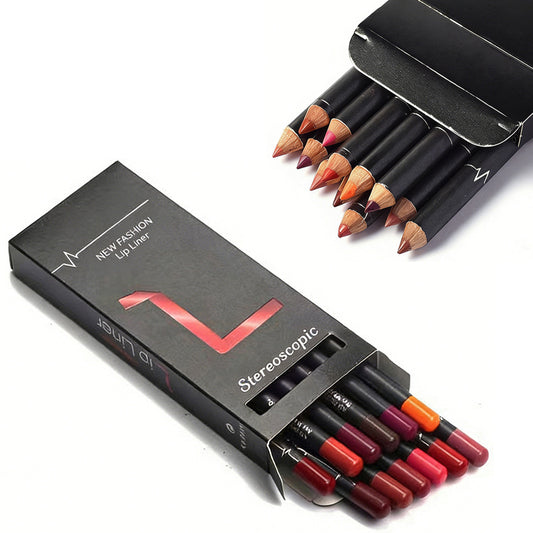 12-Color Lip Liner Pencil Set
