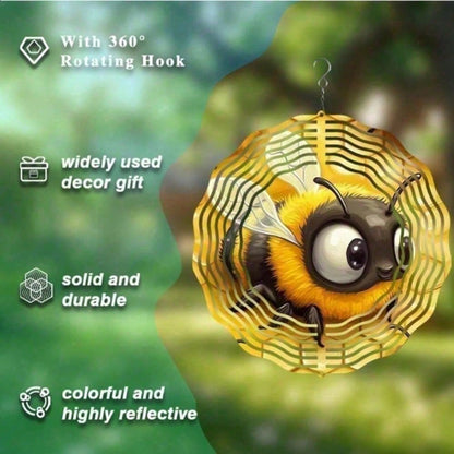 Whimsical 3D Twirling Bee-Spinner Wind Chime