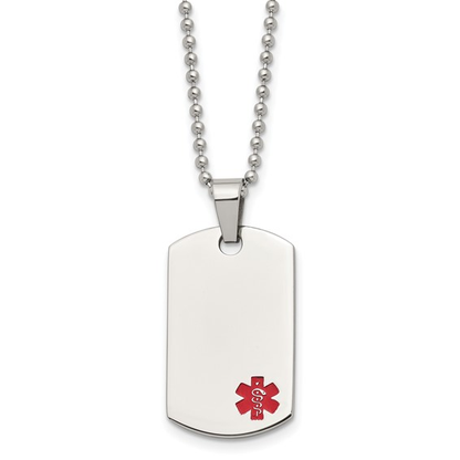 Stainless Steel Dog Tag Red