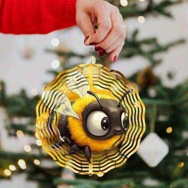 Whimsical 3D Twirling Bee-Spinner Wind Chime