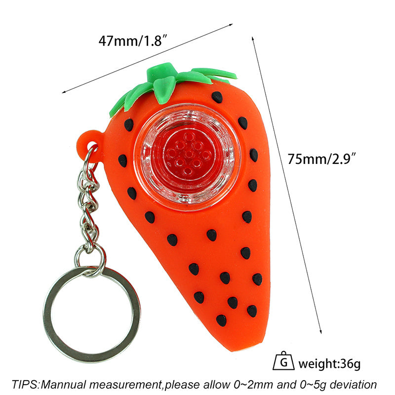 Strawberry Glass Keychain Pipe - NOT A TOY