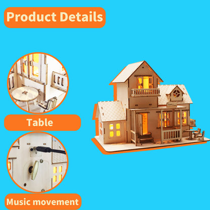 3D Wooden Puzzle  Kits - 126pc Sweet Home Music Box Miniature Dollhouse