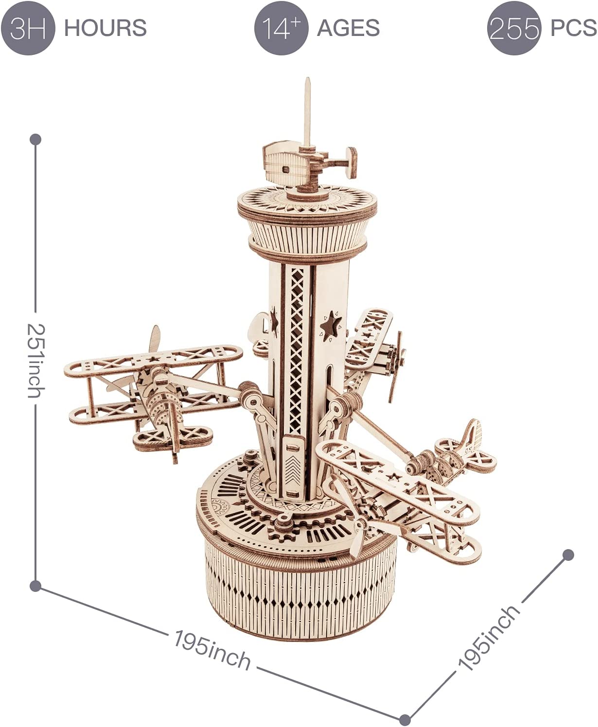 3D Wooden Puzzle DIY Kits - 255pc Airplane Control Tower