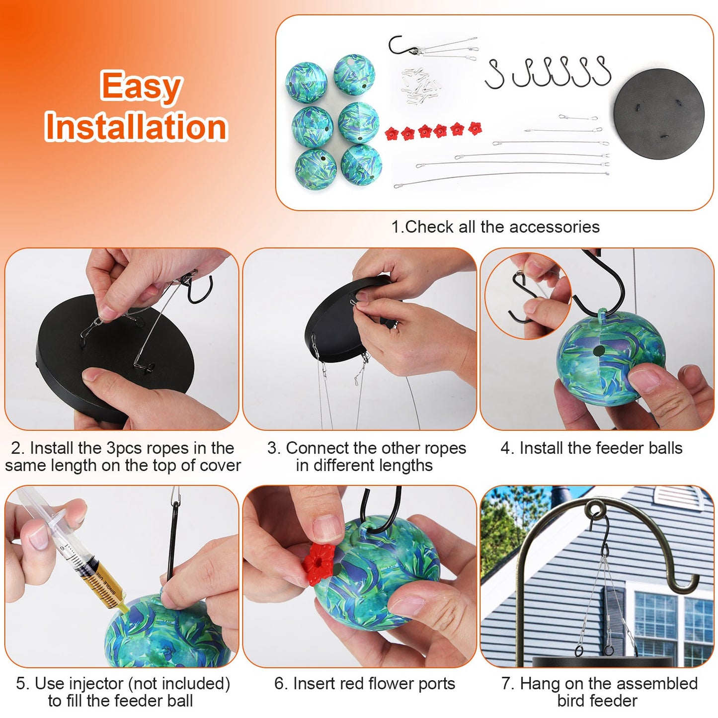 Eye-Catching Blue & Green Glass Hummingbird Feeder