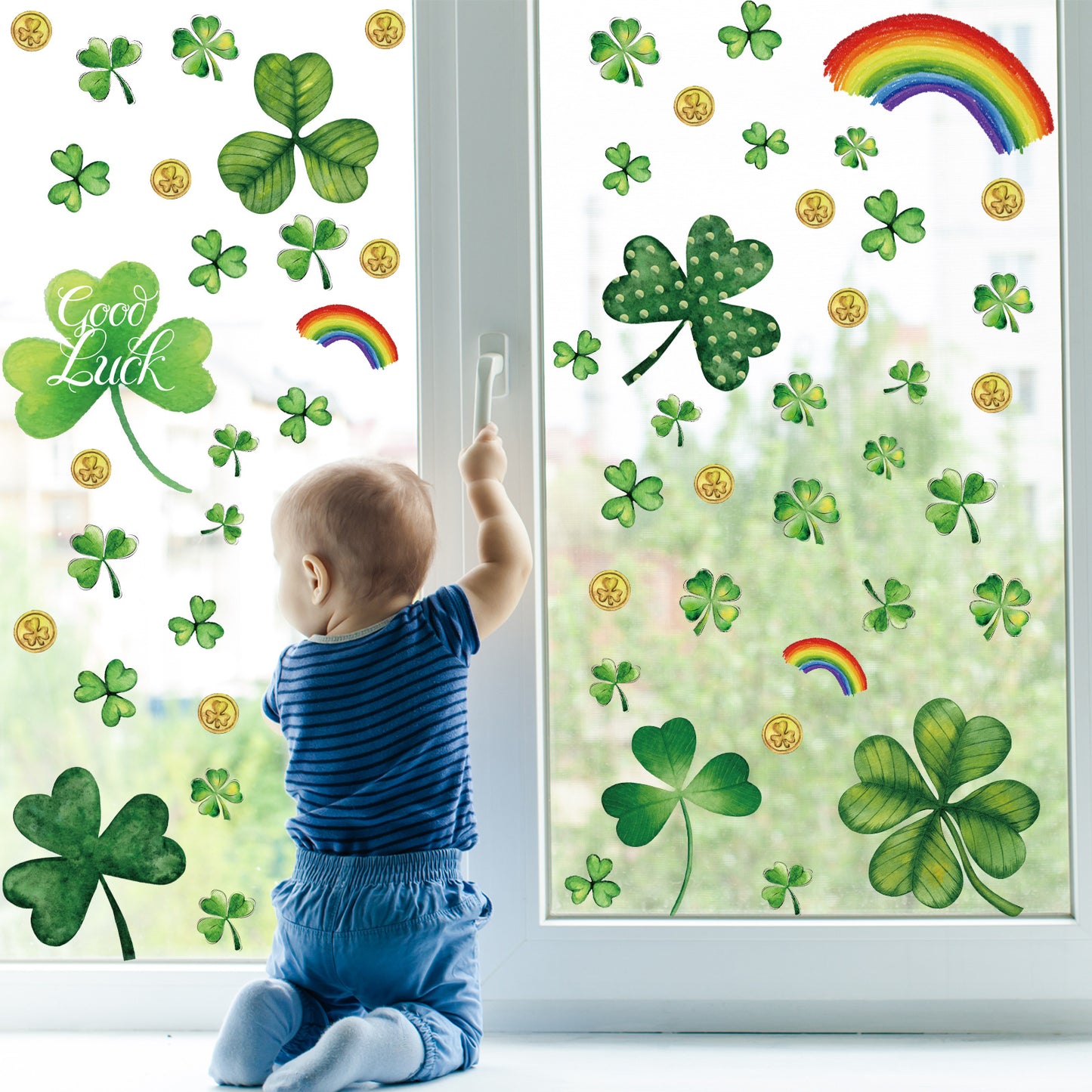 St. Patrick's Day Clover Window Stickers
