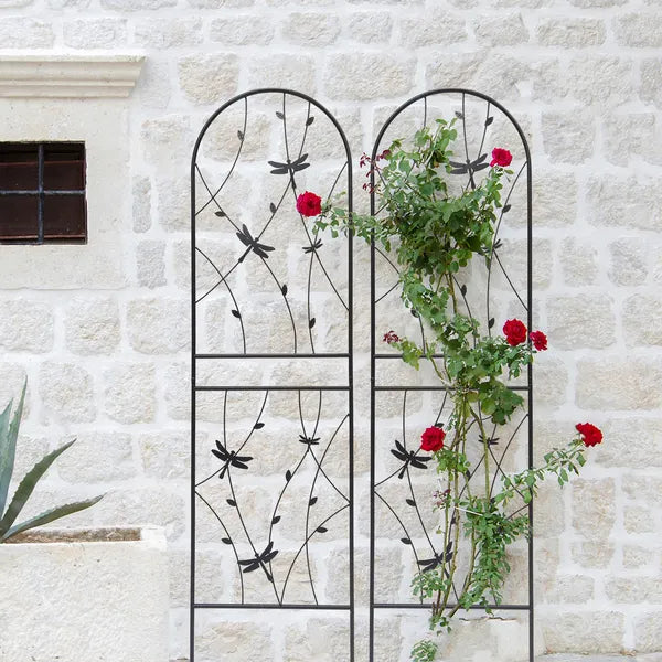 4 Pack Metal Garden Trellis Dragonfly Deco