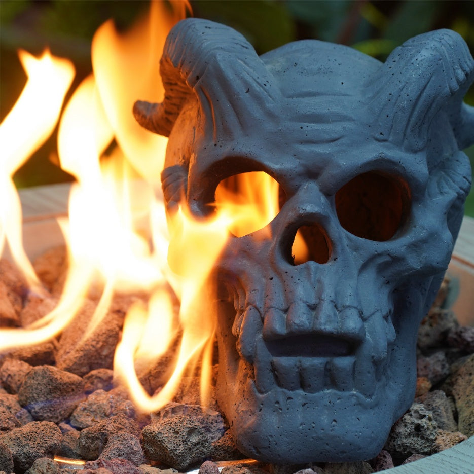 Fireproof Horned Skull Gas Log