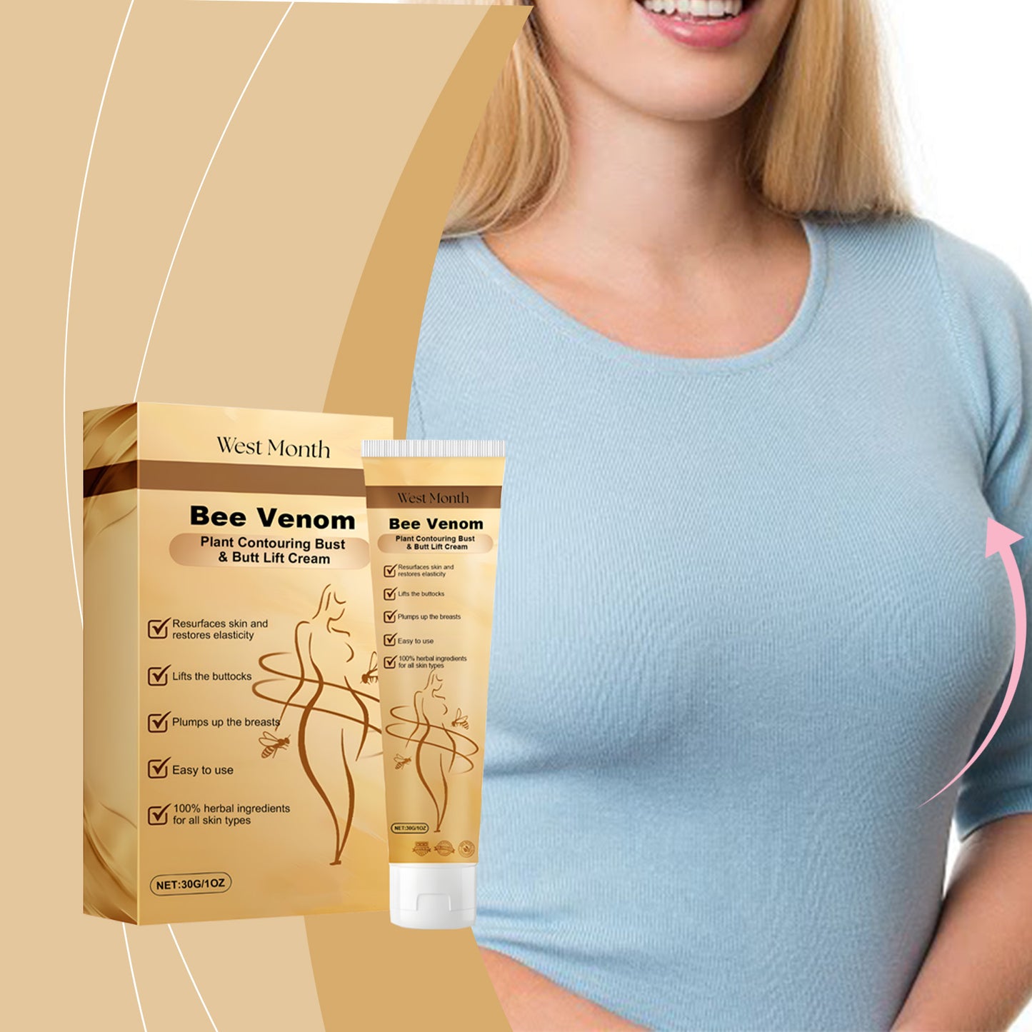 West Month Bee Venom Infused Bust & Bum Lift Cream