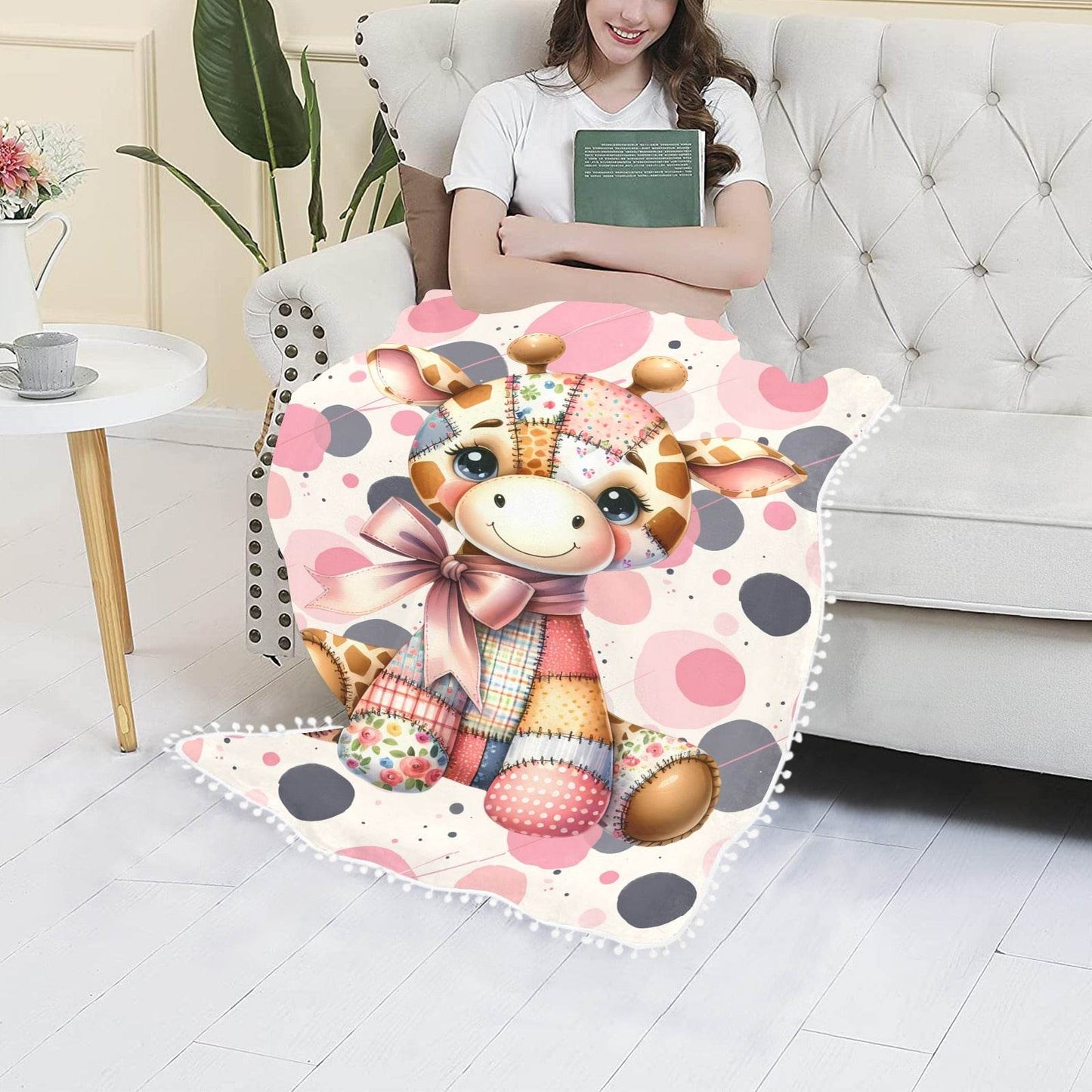 Baby Giraffe Pom Pom Fringe Blanket - Shop Jobie