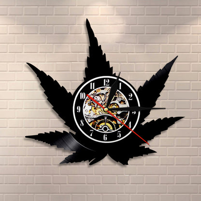 Black Vinyl Weed Wall Clock