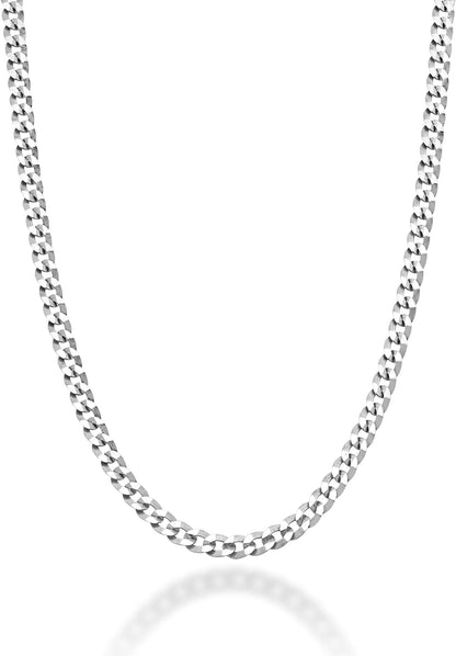 Italian 925 Sterling Silver 2.3Mm Curb Cuban Link Chain Necklace Made in Italy