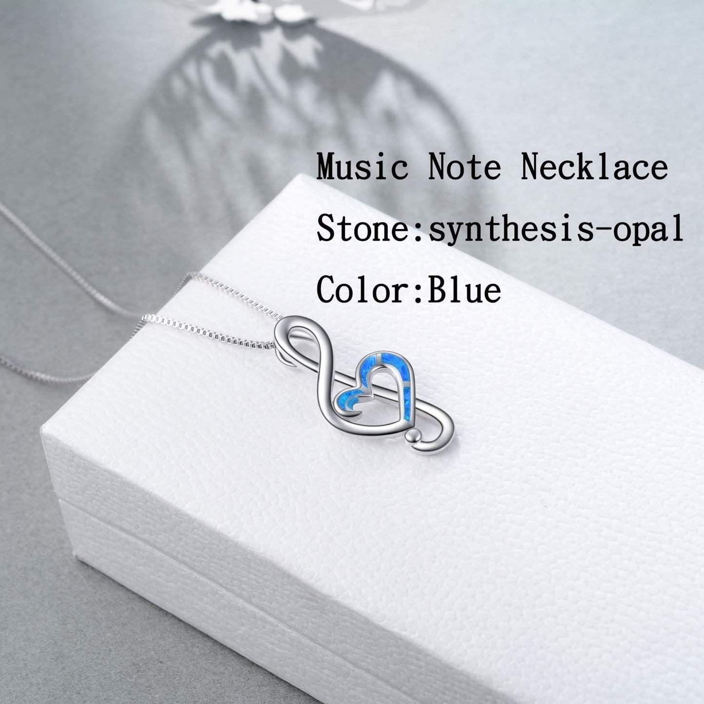 Sterling Silver Music Note Necklaces Created Opal Rose Necklace Gymnastics Jewelry Gifts for Women Teen Girls Dance Lovers Teacher