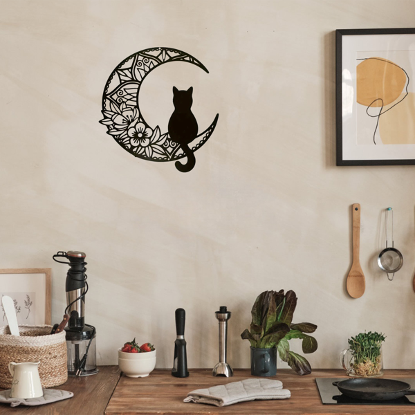 Silhouette - Boho Crescent Cat Wall Decor