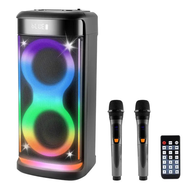 Wireless 5.0 RGB Party Speaker w/LED Lights, Mic, & Remote Control!