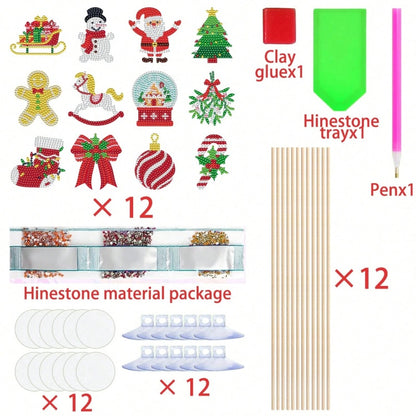 Set of 12 Christmas Diamond Art Kit