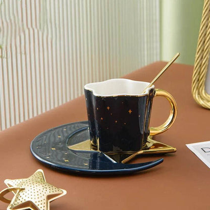 3pc Set Moon & Stars Porcelain Cup, Saucer, and Spoon - Shop Jobie