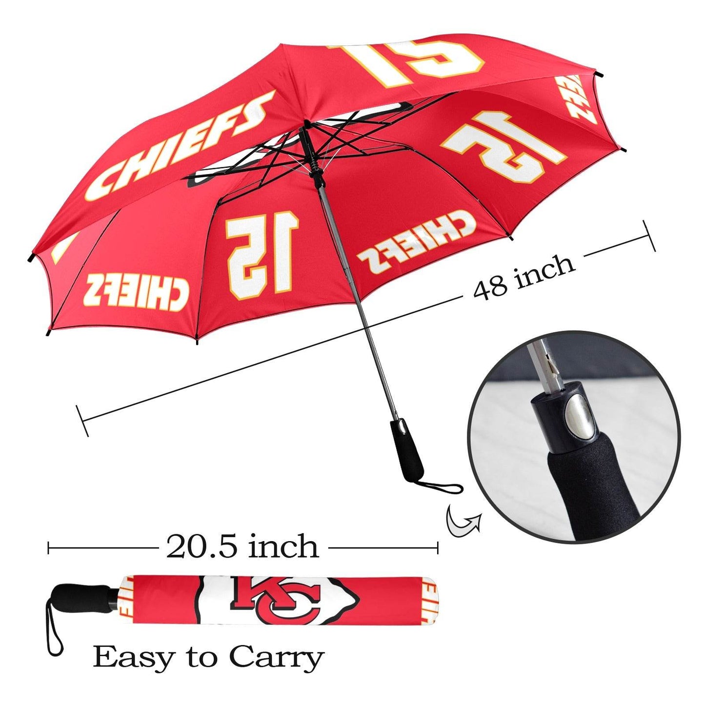 KC Chiefs Umbrella Semi-Automatic Foldable Umbrella - Shop Jobie