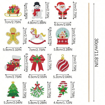 Set of 12 Christmas Diamond Art Kit