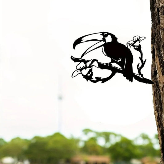 Silhouette - Flowers & Toucan Garden Stake