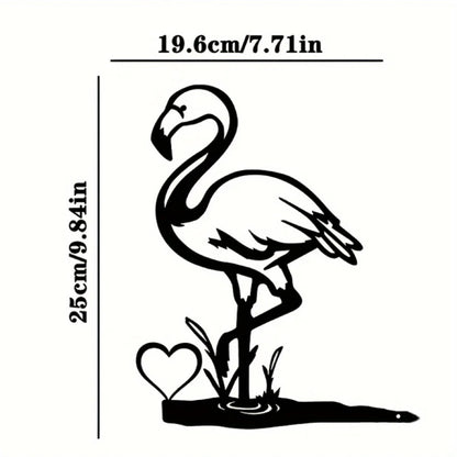 Silhouette - Flamingo Tree Hugger Yard Art