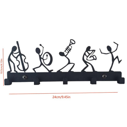 Silhouette - Musical Figures Line Art Metal Coat Rack - 5 Heavy Duty Hooks