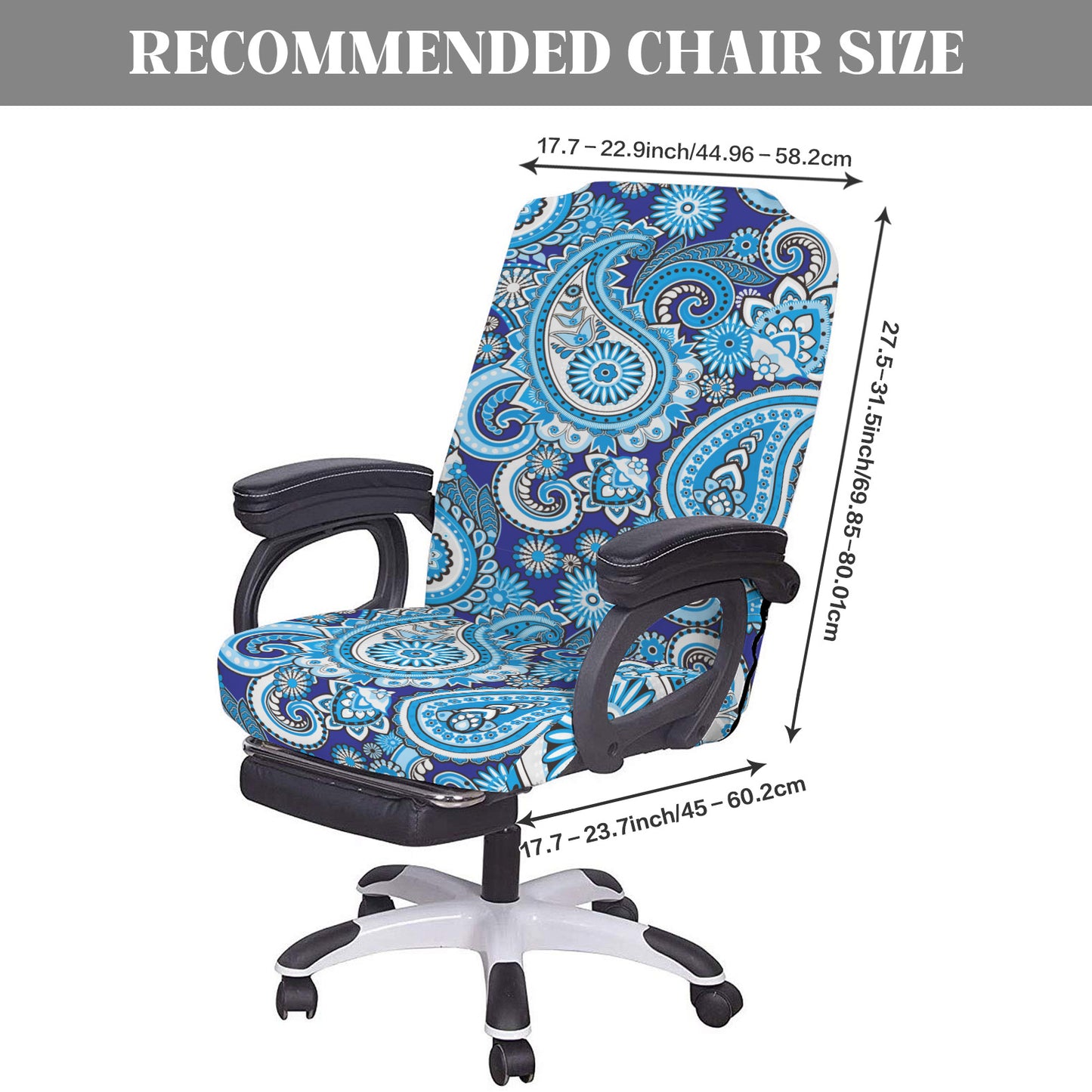 Blue Paisley Office Chair Cover