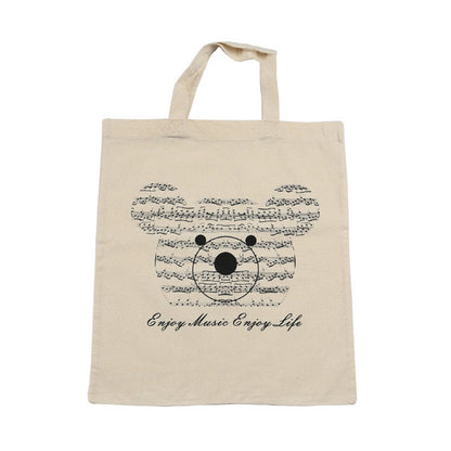 DEBBIE IDEA  Piano Musical Note Tree Bear Movement Cotton Handy Eco Sheet Music Bag