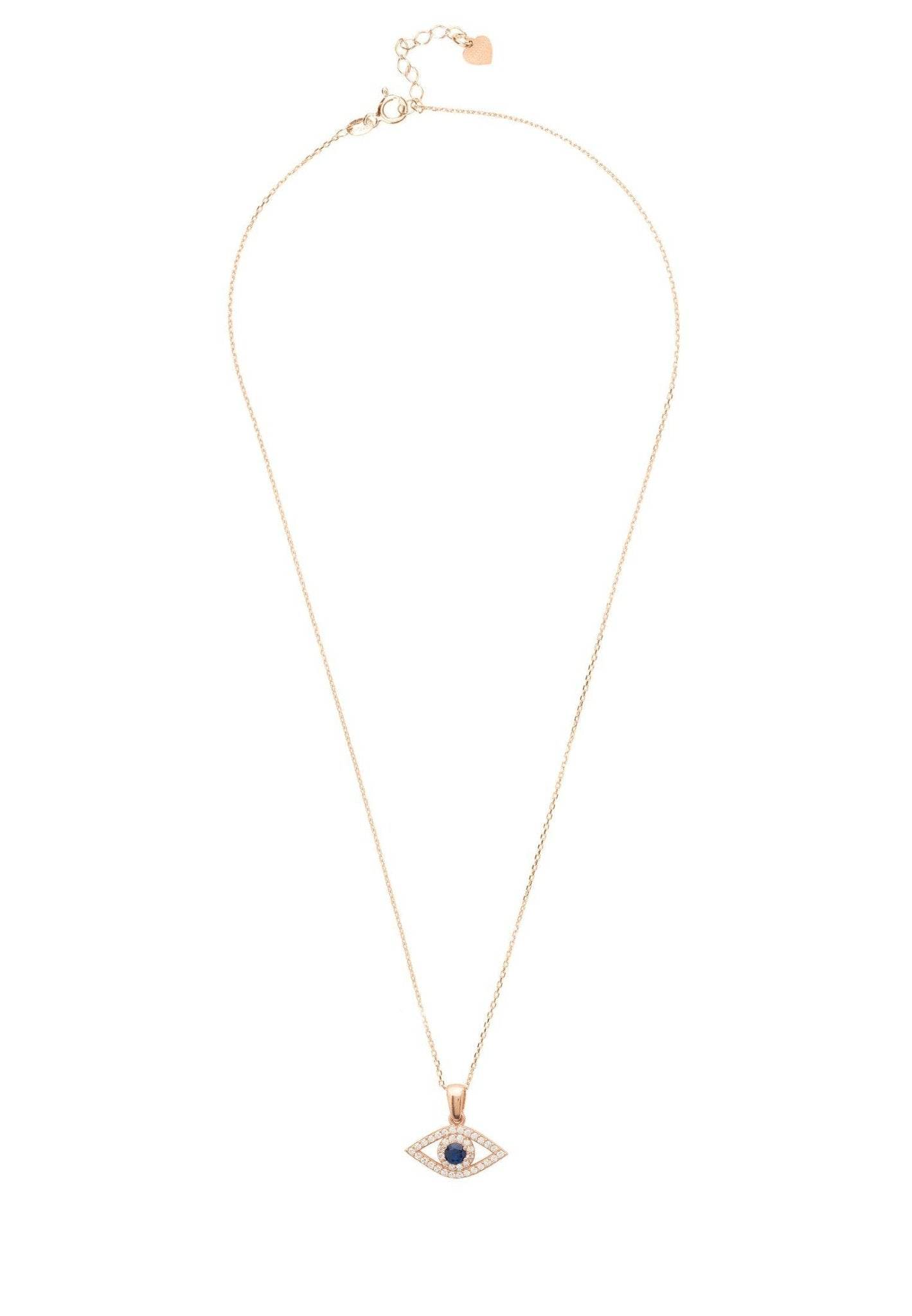 925S Evil Eye Elliptical Necklace Blue Rosegold - Shop Jobie
