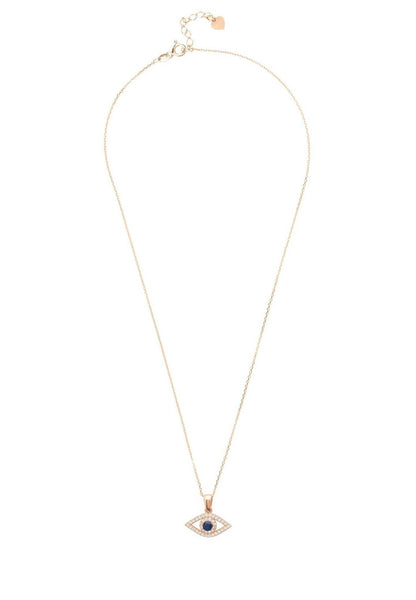 925S Evil Eye Elliptical Necklace Blue Rosegold - Shop Jobie