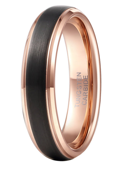 Tungsten Steel Ring w/Double Groove Rose Gold