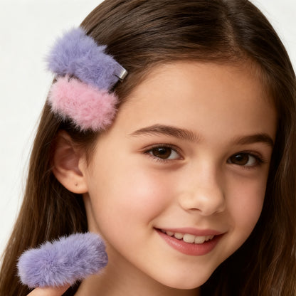 Soft Furry Hair Clips Set