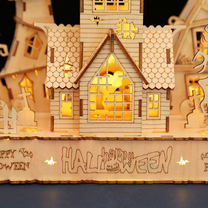 DIY Wooden 3D Whimsical Halloween House Puzzle Model