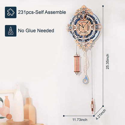 3D Wooden Puzzle DIY Kits -  Romantic Note Pendulum Wall Clock