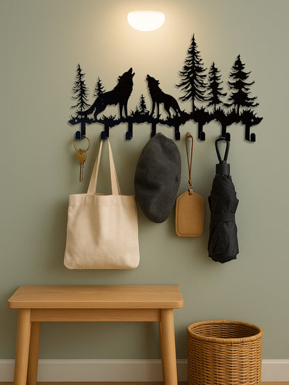 Wolf & Trees 8-Hook Wall Mount Hanging Rack