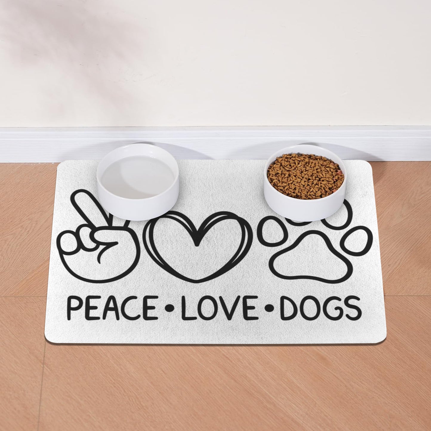 Peace, Love, Dog Food Mat