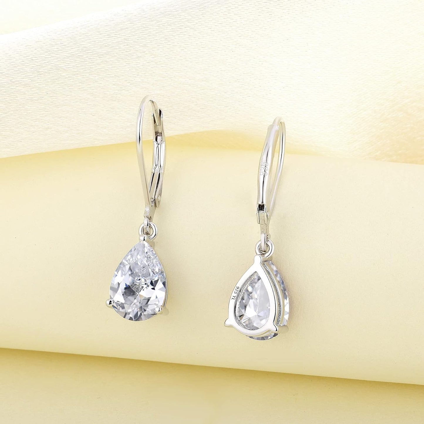 Dangle Drop Earrings 925 Sterling Silver Teardrop Leverback Earrings Birthstone Jewelry Gifts for Women