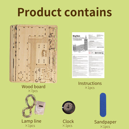 3D Wooden Puzzle - DIY Big Ben Clock