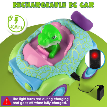 2-pk Dinosaur RC Car Set w/Lights + Music
