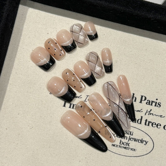French Black Edge Classic Style Press-On Nails