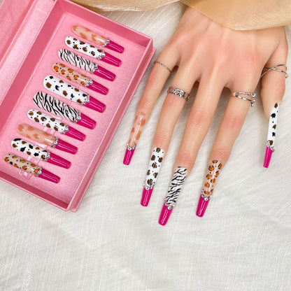 10pc GGDDSHA Nails Press On Nails - Glitter Gold Diamond Extra Long