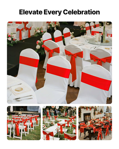 Banquet Chair Sashes - Red Satin Bands