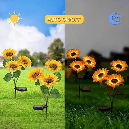 Sunflowers! Flashing Outdoor Solar Garden Stakes