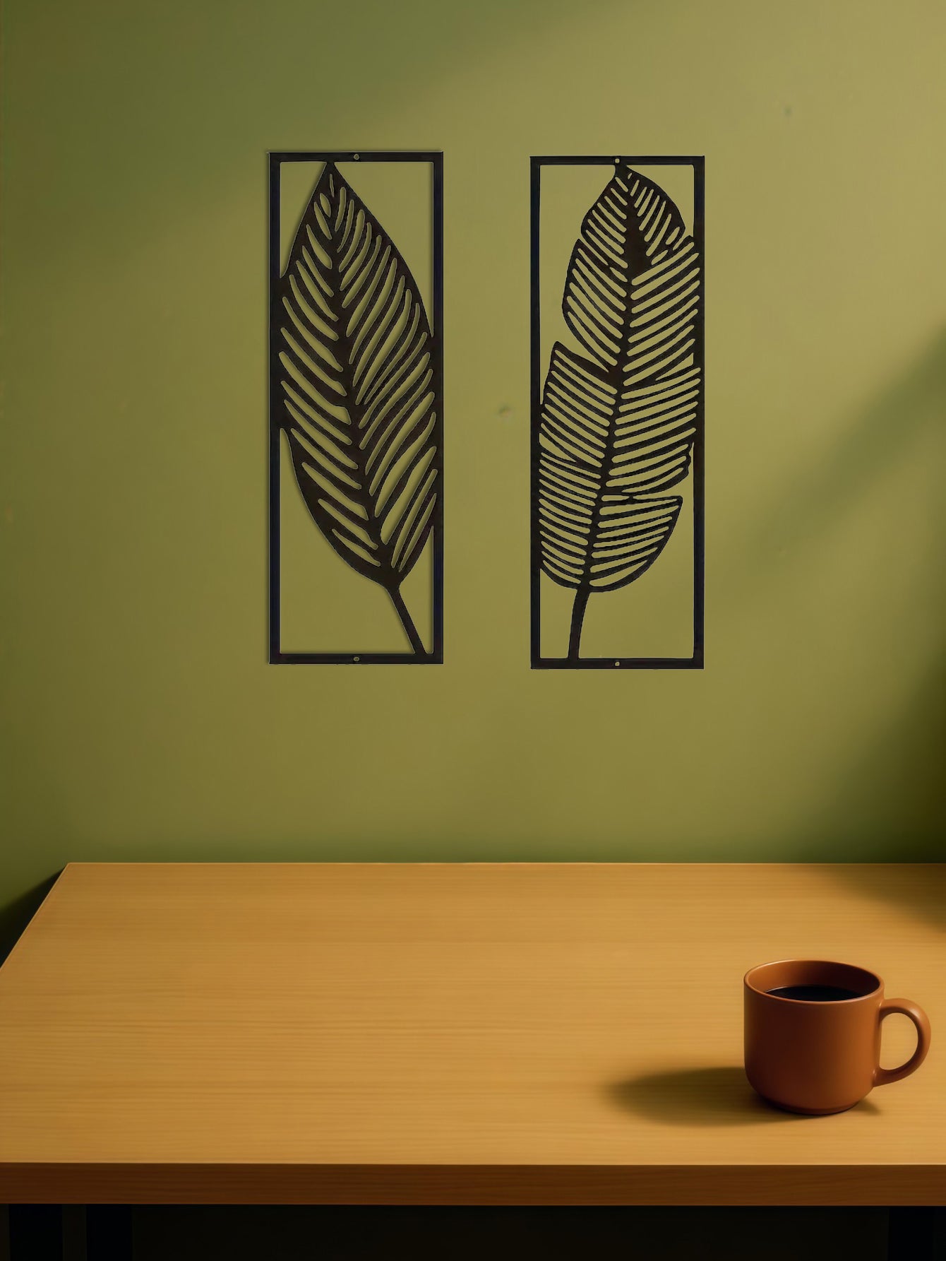 2-Pack Rustic Nature-Inspired Leaf Wall Art