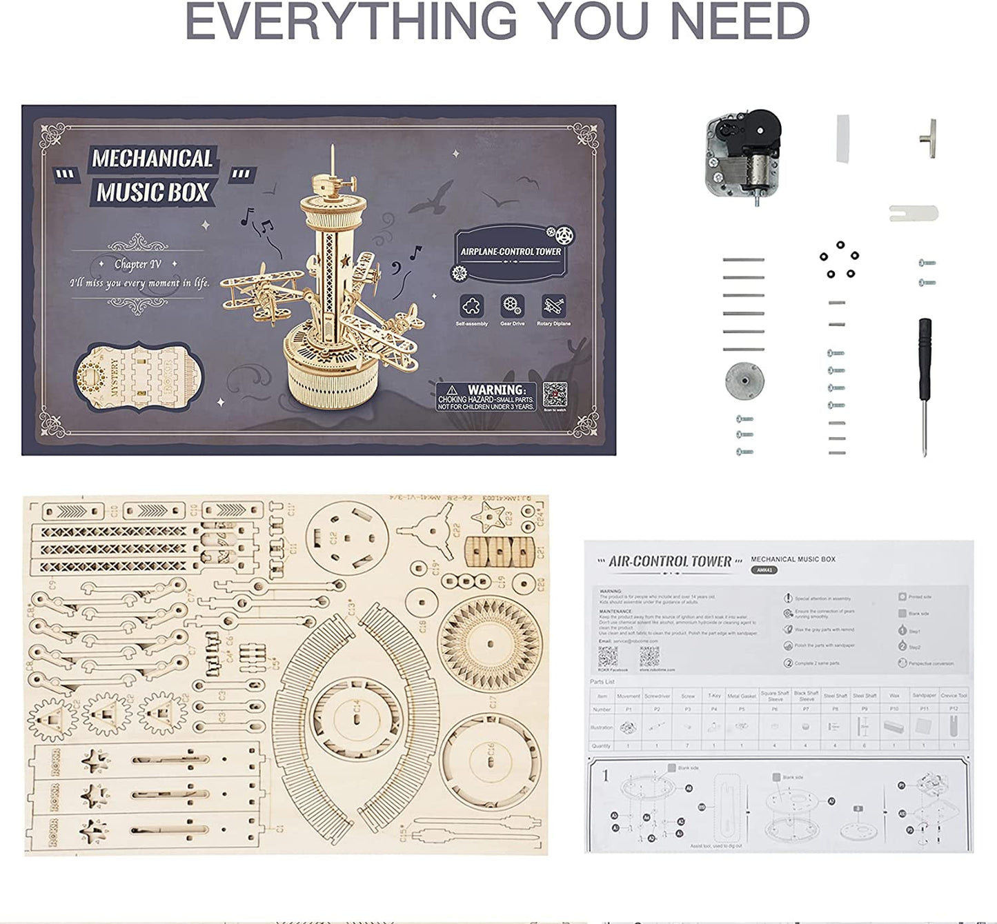 3D Wooden Puzzle DIY Kits - 255pc Airplane Control Tower