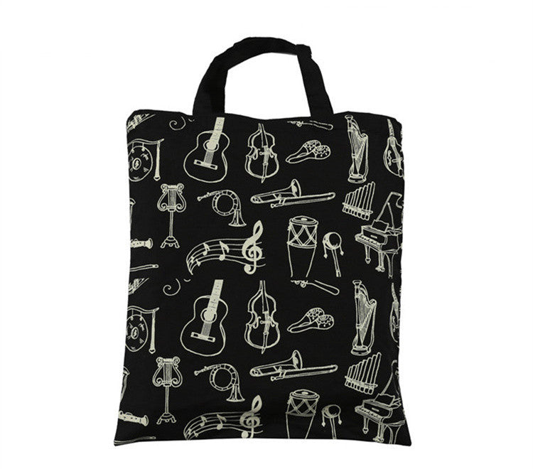 DEBBIE IDEA  Piano Musical Note Tree Bear Movement Cotton Handy Eco Sheet Music Bag